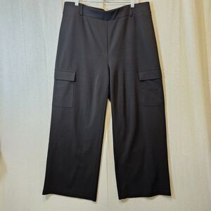 New York Clothing Company Black Slacks Wide Leg Pull On Cargo 18W *FLAW*